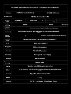 Weikav stars21 Numpad Bộ dụng cụ không dây cơ khí bàn phím RGB hot swap Ba chế độ nhôm Bộ dụng cụ chơi Game bàn phím - Product Image 6