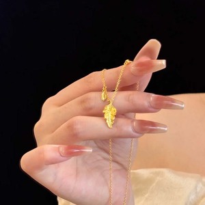 Golden Branches and Jade <b>Leaves</b> Necklace: Traditional Chinese style, electroplated gold <b>leaves</b>, modern Chinese <b>light</b> luxury - Product Image 1