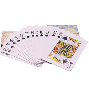 Baralho de baralho de pôquer, impressão de logotipo personalizada, alemão, preto, à prova d'água, subolmação em branco, mini cartões de jogo com caixa