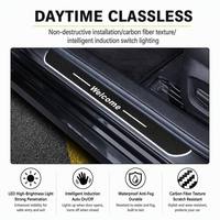 4 pièces, éclairage de seuil de porte de voiture LED en fibre de carbone RGB, lampe de bienvenue sans fil, étanche IP67, allumage/extinction automatique, sans perçage, universel