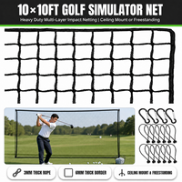 Filet de simulation de golf 10x10 pieds, robuste, multi-couches, résistant aux impacts, à fixation au plafond ou autoportant, pour entraînement de golf en intérieur