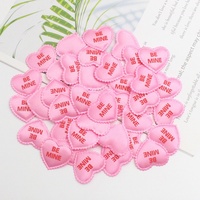 Décorations en tissu satiné en forme de cœur 3D rembourré en PU pour mariage, fête, Saint-Valentin, lot de 100 pièces