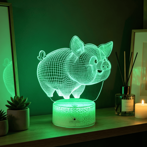 Lovely Piggy 7/16 Color Night <b>Light</b> 3D Illusion Remote Control LED Children's Night <b>Light</b> Baby Sleep Night <b>Light</b> - Product Image 4