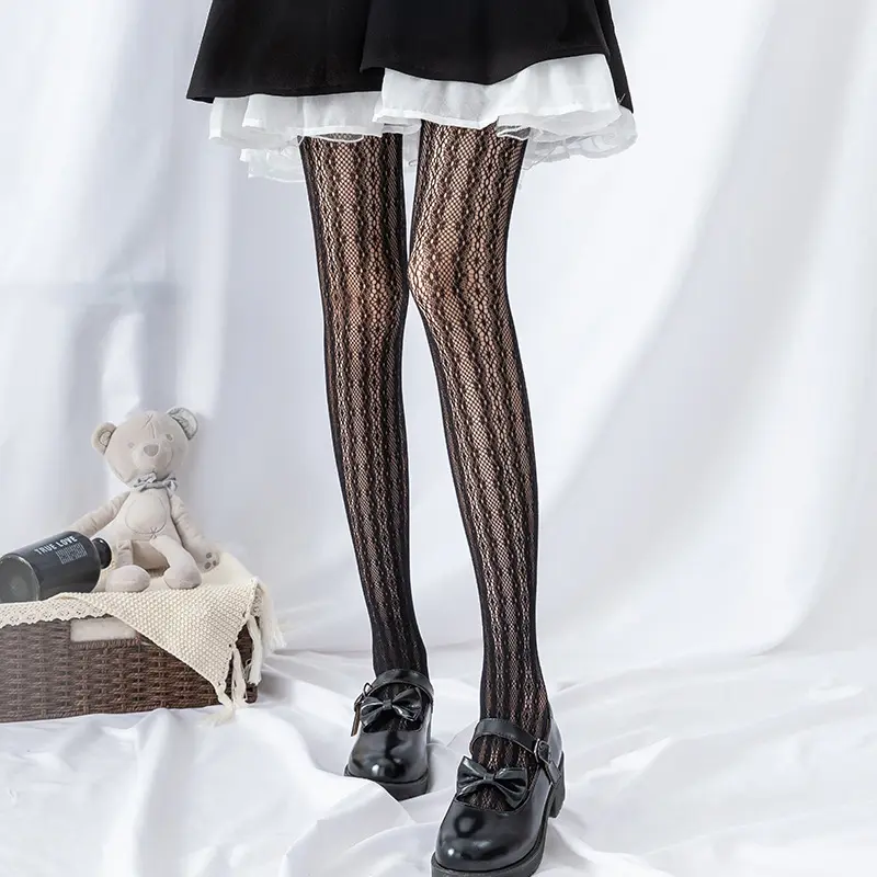 New Arrival bán buôn Hollow ren Fishnet vớ Nhật bản Lolita cổ điển và sexy dọc sọc Hàng dệt kim