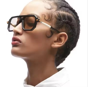 European American Retro Pendulum Sunglasses with UV400 Square <b>Frame</b> New Cross-Border Street Photography Trendy Double Beam - Product Image 6