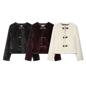 Manteau court en fausse fourrure pour femme avec fermeture à boutons - Tendance mode - Product Image 6