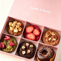 Boîte à biscuits personnalisée de qualité alimentaire, couleur rose et noire, pour crêpes, biscuits, beignets, desserts, rouleaux de cannelle, boîte en papier avec séparateurs, emballage pour boulangerie