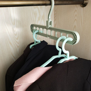 Nine Hole Rotating Clothes Hanger Multi Functional Folding Wardrobe Drying Rack Mixed Colors Hook Type Rectangle Single Bar - Product Image 3