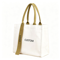 Bolsa de Mano Reutilizable Mediana con Asa Tejida Gruesa y Logotipo Personalizado, Bolsa de Compras de Lona Ecológica para el Uso Diario y Compras