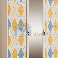 Armoire en acier imprimé avec portes coulissantes, miroir, placard métallique pour vêtements, rangement de chambre