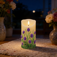 Bougie électronique LED Tulip Relief, flamme simulée 3D, sans feu, alimentée par piles, style romantique pour Noël, Halloween, Pâques
