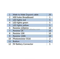 Kit de démarrage UNO R3 Mini 13-en-1 pour débutants avec mini-breadboard, LED et fils de liaison