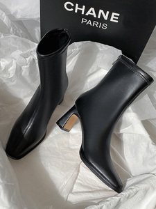 All'ingrosso scarpe da donna personalizzate tacchi pesanti autunno e inverno stivali <span class=keywords><strong>in</strong></span> pelle foderata calda stivali di nuova moda stivaletti per le signore - Product Image 3