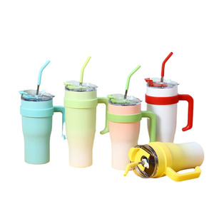 Vaso de viaje aislado al vacío 304 de acero inoxidable de gran capacidad de 40oz, taza Mac con asa y tapa para agua en movimiento - Product Image 3