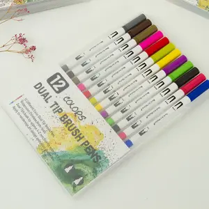 ड्राइंग के लिए 12 रंग वॉटरकलर OHUHU मार्कर मार्कर प्रोफेशनल वॉटर कलरिंग ब्रश पेन सेट