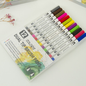 Juego de marcadores de acuarela profesional <span class=keywords><strong>OHUHU</strong></span>, bolígrafo de plástico de 12 colores para dibujar, colorear con acuarela - Product Image 3