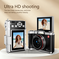 Sensor CMOS 64MP yang Dapat Disesuaikan, Layar Lipat 2,4 Inci, Pengambilan Gambar Senyum, Selfie HD, Zoom Digital 16X, Kamera Digital 4K Vlog Face