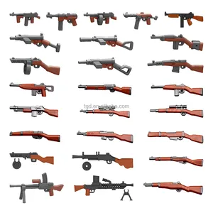 WW2 무기 액세서리 군사 무기 세트 98k AK M1A1 장난감 총 미니 무화과 빌딩 블록 어린이 장난감을 위해 설계되었습니다