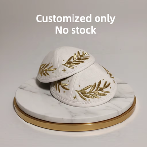 Yarmulke o Kippah Judía Personalizada en Color Beige, Regalo para Brit Milah, Bolsa <span class=keywords><strong>Mazel</strong></span> Tov, Cubierta para Challah, Yarmulka, Kippot, Kippah Judía de Lino con Clip - Product Image 2