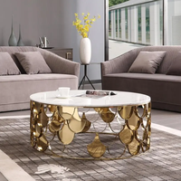 Meuble de Table basse ronde en acier inoxydable de haute qualité-doré ou argenté