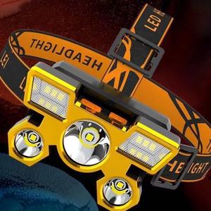 Lampe frontale LED rechargeable ultra-lumineuse longue portée pour l'extérieur, lampe minière or et gris, 50 000 heures d'autonomie - Product Image 3
