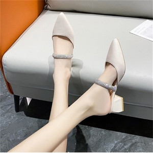 2023 Baotou Tùy Chỉnh Chunky Nền Tảng Gót Cao Nữ Mùa Hè Thời Trang Dày Gót Chỉ Stiletto Nửa Dép Cao Top Dép Nút - Product Image 3