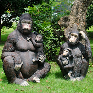Artesanía de resina fibra de vidrio chimpancé gorila esculturas de animales para zoológico al aire libre patio escénico Parque decoraciones Navidad - Product Image 4