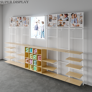 חם מכירה חנות ניידת תצוגה רהיטים ילדים של מתכת מדפי קיר עץ לילדים בגדים וצעצועים חנות קמעונאית מדפים - Product Image 4