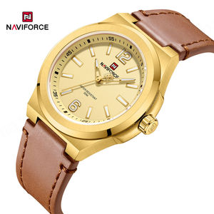 NUEVO Reloj NAVIFORCE 9233 BGNGN Verde para Hombre, Caja Delgada, Correa de Cuero, Reloj Deportivo Resistente al Agua, Relojes de Cuarzo Japoneses - Product Image 1