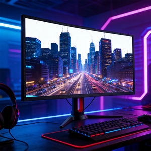 Nouvel écran de jeu incurvé VA LCD 4ms 180/240Hz Adaptive Sync, large gamme de couleurs, écran <span class=keywords><strong>PC</strong></span> avec support rotatif et réglable en hauteur, haut-parleurs intégrés - Product Image 1