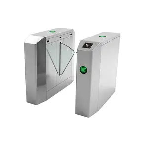 SUS304 sayap akrilik dapat ditarik baja tahan karat-kode batang pembaca RFID sistem kontrol akses Flap Barrier Gate Turnstile