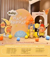Dekorasi Ulang Tahun Kartun Tema Starman, Dekorasi Seratus Hari Pertama Bayi, Pemandangan Bulan Purnama, Papan KT Cetak Digital