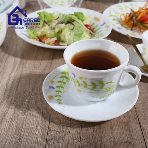 Set di <span class=keywords><strong>tazze</strong></span> <span class=keywords><strong>da</strong></span> tè e piattino in vetro opalino bianco con stampa con decalcomania <span class=keywords><strong>da</strong></span> 85ml 3oz design personalizzato set di <span class=keywords><strong>tazze</strong></span> in vetro - Product Image 3