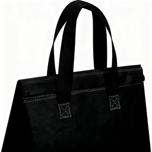 Sac isotherme réutilisable en non-tissé avec logo personnalisé pour aliments, noir, pour boissons froides, vente en gros, faible MOQ - Product Image 6