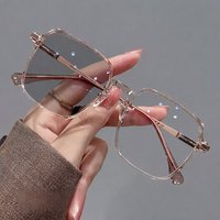 Lunettes anti-lumière bleue pour femmes, TR90, photochromiques, surdimensionnées, carrées, monture rose gold, lunettes de jeu sur ordinateur, verres plats