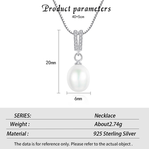 Colgante de Plata de Ley S925 Hipoalergénico con Circonita y Perla, con Cadena de Caja, Joyería de Lujo para Mujer, Venta al por Mayor - Product Image 5