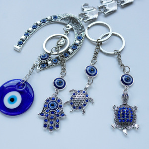 Declaración mal de ojo de diablo llavero para Mujeres Hombres Turquía Grecia Metal llavero dibujos animados ojos azules mar tortuga Palma llavero - Product Image 4