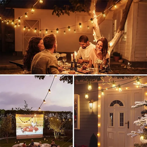 ODM OEM Outdoor PVC <b>Wire</b> <b>LED</b> Festoon String <b>Lights</b> 10m 20m Waterproof Warm White for Garden Festival Decorations E26 E27 S14 - Product Image 5