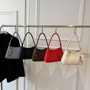 Bolso <span class=keywords><strong>de</strong></span> Hombro Tejido a Mano Estilo Coreano con Cierre, Bolso <span class=keywords><strong>de</strong></span> Mano <span class=keywords><strong>de</strong></span> PU Retro Casual y Moderno para Mujer - Product Image 2