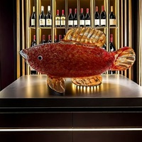 Nordic Light Luxe Style Verre Soufflé Or Dragon Poisson Ornement Bureau Chambre Décoration et Pendaison De Crémaillère Cadeau Figurine Motif