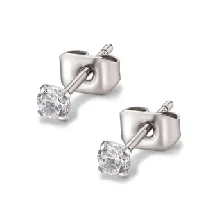 Fashion Round CZ Stone Stainless Steel Cubic Zirconia Earrings Diamond Ear Rings Studs Post Earrings Studs Earings Set 3mm-8mm