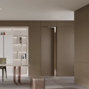 Porte secrète invisible personnalisable à l'intérieur, prévention incendie, design moderne, bois massif composite polymère, manuelle latérale - Product Image 1