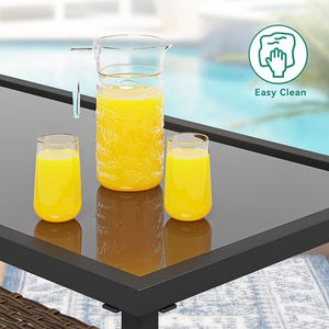 Dwoo أفضل بائع حديقة وحدات محادثة الفناء أريكة كرسي الفناء الخلفي 4 قطع أثاث الفناء مجموعة الخوص - Product Image 5