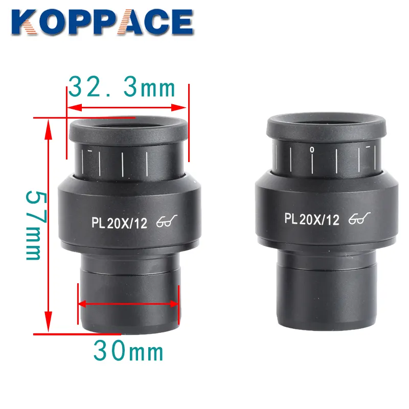 KOPPACE คู่กล้องส่องทางไกลกล้องจุลทรรศน์ 2 PCS PL20X/12 กว้าง High Eye Point กล้องจุลทรรศน์เลนส์สายตายาว 30 มม.