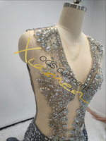 Ocstrade Robes de soirée pour femmes de grande taille Robes de soirée en strass élégantes à paillettes grises Cocktail de bal Robe de soirée Maxi pour femmes