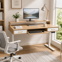 Bureau de jeu ergonomique RGB, bureau de joueur électrique réglable en hauteur avec support pour clavier pour une configuration de jeu professionnelle