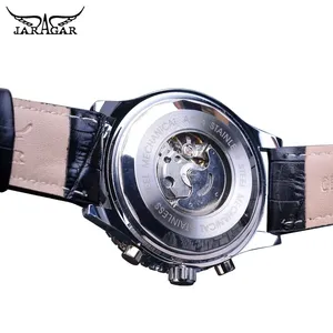 Montre-Bracelet Mécanique Automatique Homme de Luxe Jaragar AVIGATOR Series avec <span class=keywords><strong>Cadran</strong></span> 3 Aiguilles, Bracelet en Cuir Véritable <span class=keywords><strong>Noir</strong></span> – Marque de Renom - Product Image 5