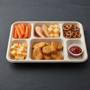 Eco Friendly Sugarcane Bagasse Six Compartment Meal Tray Biodegradable Compostable Disposable Catering Serving Platter Food - Product Image 2