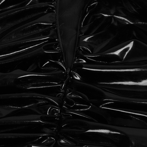 New Party <strong>Dresses</strong> <strong>Women</strong> <strong>Christmas</strong> Eve <strong>Dresses</strong> Metallic Jersey Black PU Strapless Ruched <strong>Dress</strong> - Product Image 5