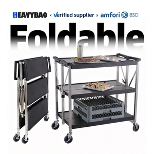 Carrito de Servicio Plegable de Acero Inoxidable y Plástico para Catering, Equipo de Hostelería, Remolque para Camión de Comida - Product Image 1